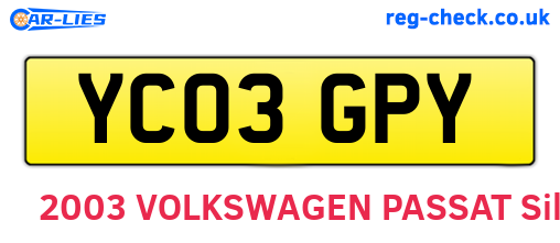 YC03GPY are the vehicle registration plates.