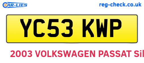 YC53KWP are the vehicle registration plates.