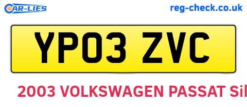 YP03ZVC are the vehicle registration plates.