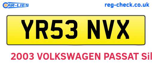 YR53NVX are the vehicle registration plates.