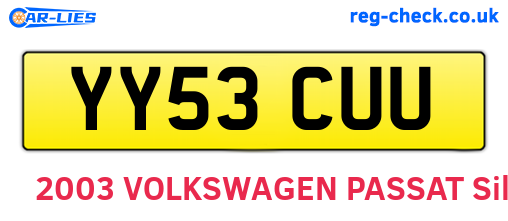 YY53CUU are the vehicle registration plates.