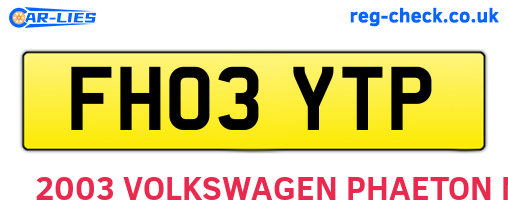 FH03YTP are the vehicle registration plates.