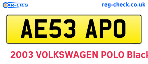 AE53APO are the vehicle registration plates.