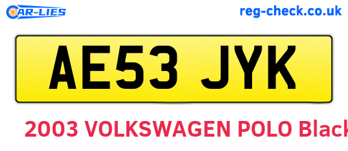 AE53JYK are the vehicle registration plates.