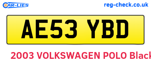 AE53YBD are the vehicle registration plates.