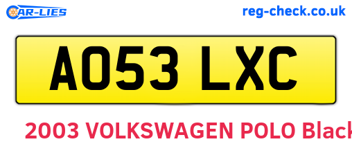 AO53LXC are the vehicle registration plates.