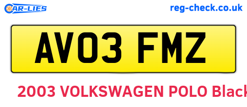 AV03FMZ are the vehicle registration plates.