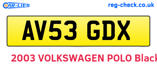 AV53GDX are the vehicle registration plates.