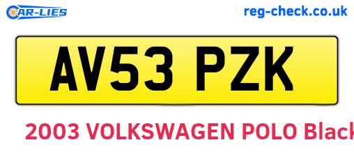 AV53PZK are the vehicle registration plates.