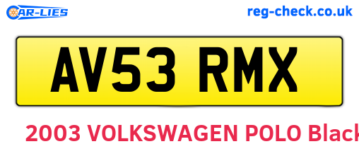 AV53RMX are the vehicle registration plates.