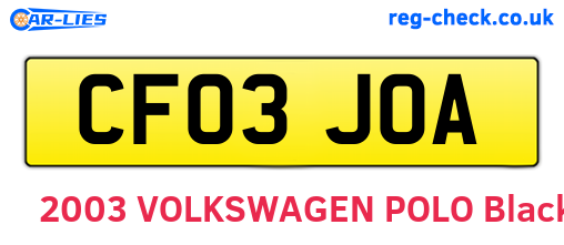 CF03JOA are the vehicle registration plates.