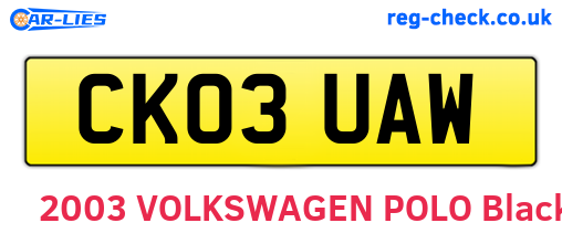 CK03UAW are the vehicle registration plates.