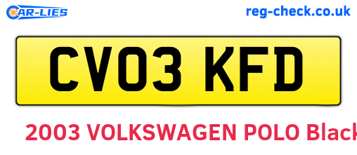CV03KFD are the vehicle registration plates.