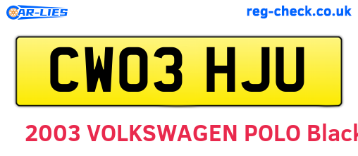 CW03HJU are the vehicle registration plates.