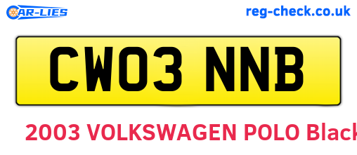 CW03NNB are the vehicle registration plates.