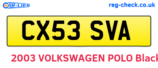 CX53SVA are the vehicle registration plates.