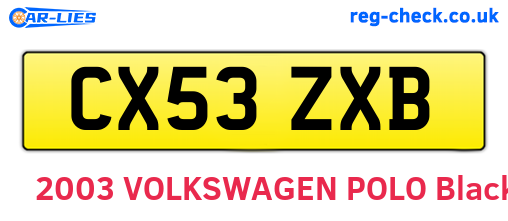 CX53ZXB are the vehicle registration plates.