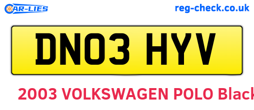 DN03HYV are the vehicle registration plates.