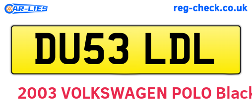 DU53LDL are the vehicle registration plates.