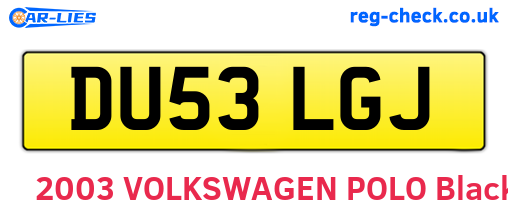 DU53LGJ are the vehicle registration plates.