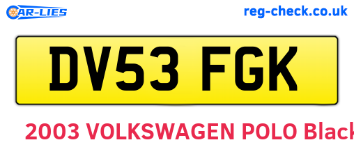 DV53FGK are the vehicle registration plates.