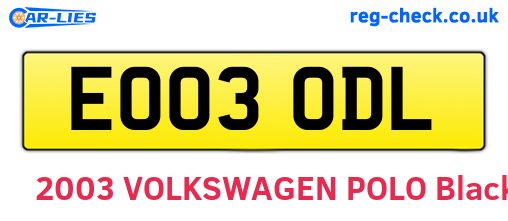EO03ODL are the vehicle registration plates.