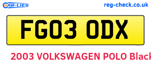 FG03ODX are the vehicle registration plates.