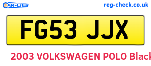 FG53JJX are the vehicle registration plates.