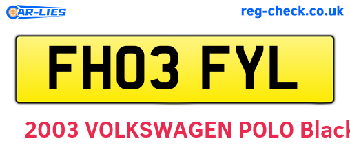 FH03FYL are the vehicle registration plates.