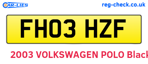FH03HZF are the vehicle registration plates.