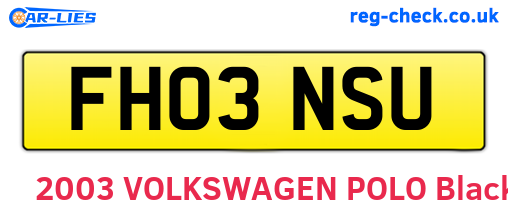 FH03NSU are the vehicle registration plates.