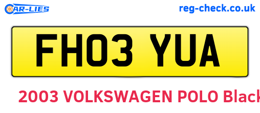 FH03YUA are the vehicle registration plates.