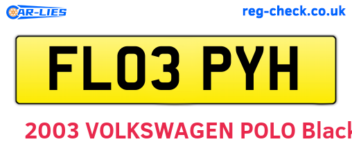 FL03PYH are the vehicle registration plates.