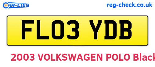 FL03YDB are the vehicle registration plates.