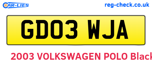 GD03WJA are the vehicle registration plates.