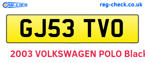 GJ53TVO are the vehicle registration plates.