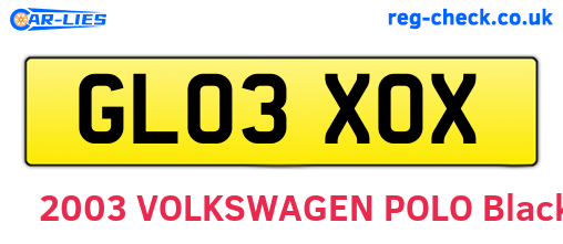 GL03XOX are the vehicle registration plates.