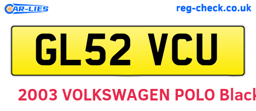 GL52VCU are the vehicle registration plates.