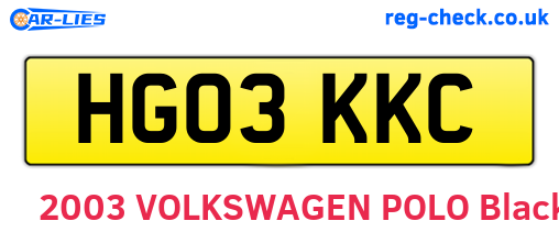 HG03KKC are the vehicle registration plates.