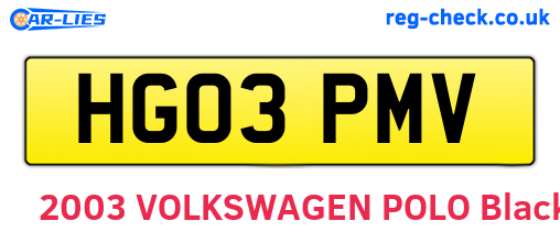 HG03PMV are the vehicle registration plates.