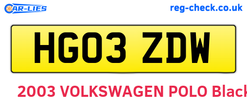 HG03ZDW are the vehicle registration plates.