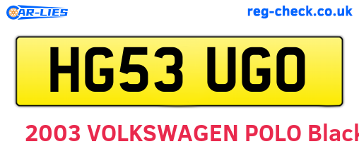HG53UGO are the vehicle registration plates.