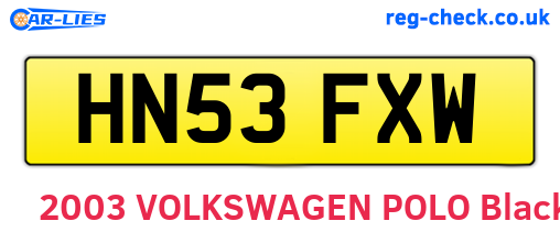 HN53FXW are the vehicle registration plates.