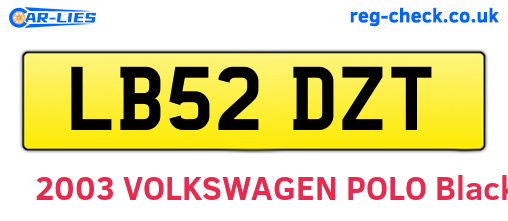 LB52DZT are the vehicle registration plates.
