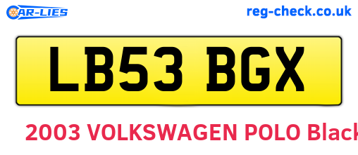 LB53BGX are the vehicle registration plates.