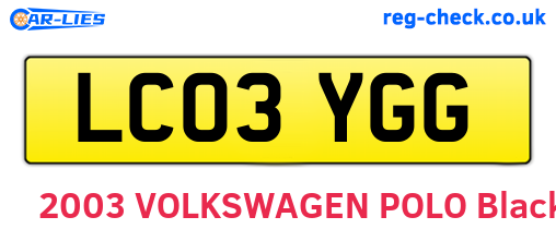 LC03YGG are the vehicle registration plates.
