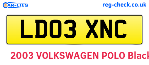 LD03XNC are the vehicle registration plates.