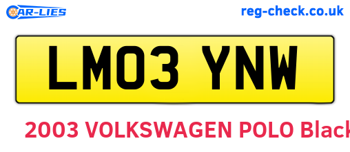 LM03YNW are the vehicle registration plates.