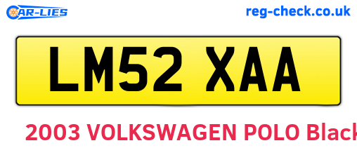LM52XAA are the vehicle registration plates.