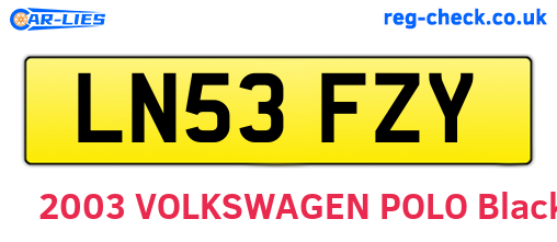 LN53FZY are the vehicle registration plates.